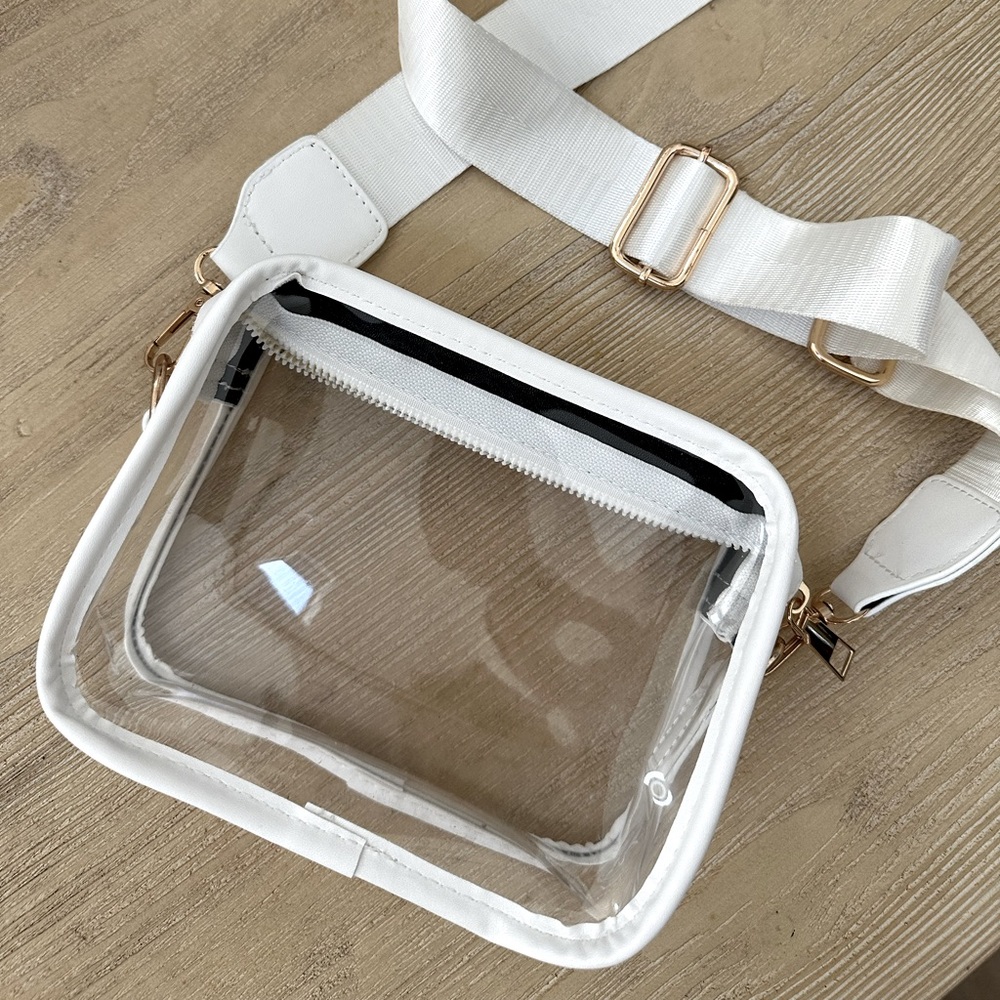 Clear stadium bag white and gold